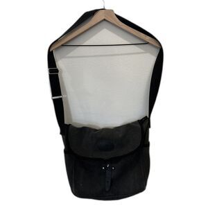 Levenger Canvas Gray & Black Leather Trim Messenger Crossbody Bag
